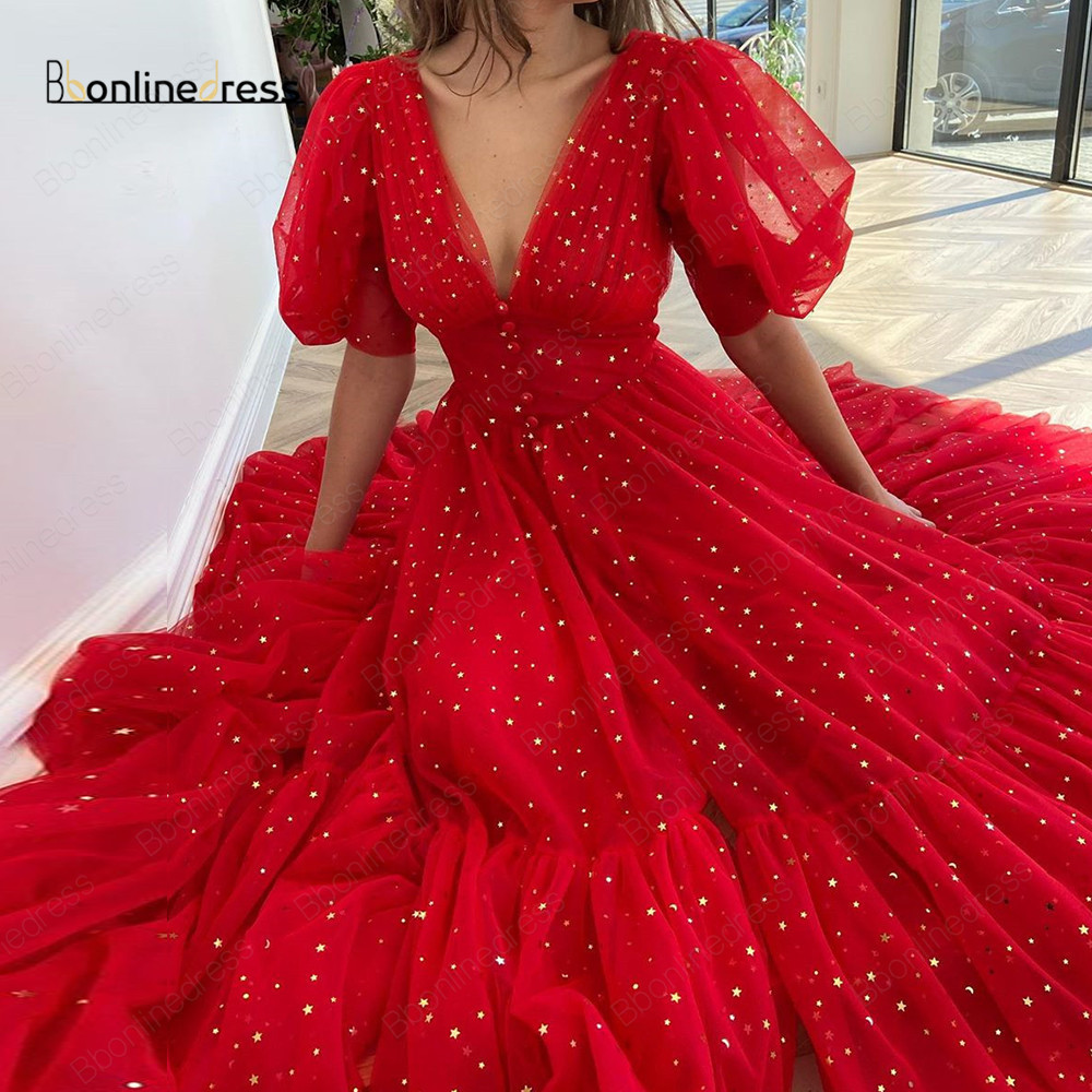 Youthful Red Prom Dresses 2020 Tulle V Neck Puffy Short Sleeve Long Evening Dress A Line Formal Party Gown vestido de festa
Youthful Red Prom Dresses 2020 Tulle V Neck Puffy Short Sleeve Long Evening Dress A Line Formal Party Gown vestido de festa