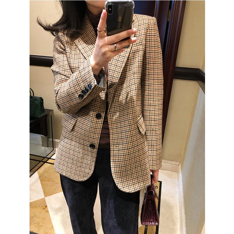 Vintage Plaid Blazer Tweed Korean Style Loose Houndstooth Notched Collar Womens Jackets Ladies Blazers, Iamge
Vintage Plaid Blazer Tweed Korean Style Loose Houndstooth Notched Collar Womens Jackets Ladies Blazers, Iamge