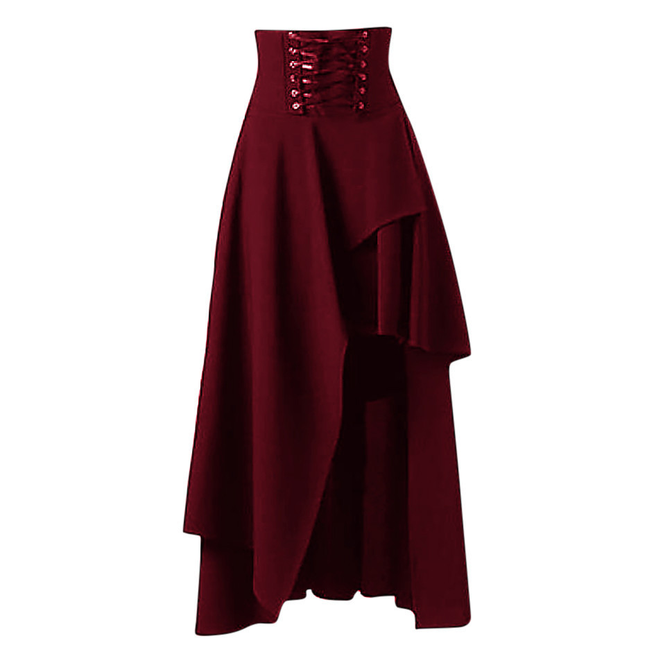 Women Skirt Medieval Retro Solid Gothic Court Lace Ruffled Multilayer Long Sleeve Color Autumn Winter Lolita Punk Skirts 19Oct27 201110
