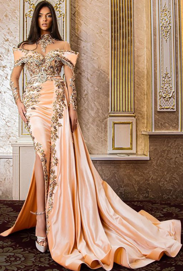 2022 Plus Size Arabic Aso Ebi Luxurious Mermaid Sexy Prom Dresses Beaded Crystals Evening Formal Party Second Reception Birthday Engagement Gowns Dres