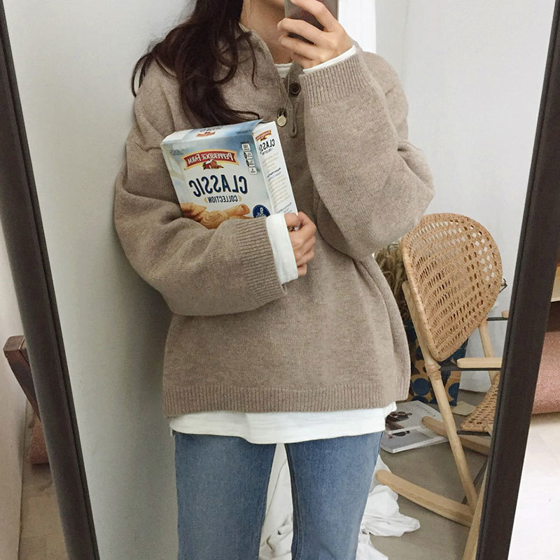 2021 New Korean Style Pulley Collar Women's Knitted Solid Female Sweater Long Oversized Sweet Winter IR5L, Khaki.
2021 New Korean Style Pulley Collar Women's Knitted Solid Female Sweater Long Oversized Sweet Winter IR5L, Khaki.