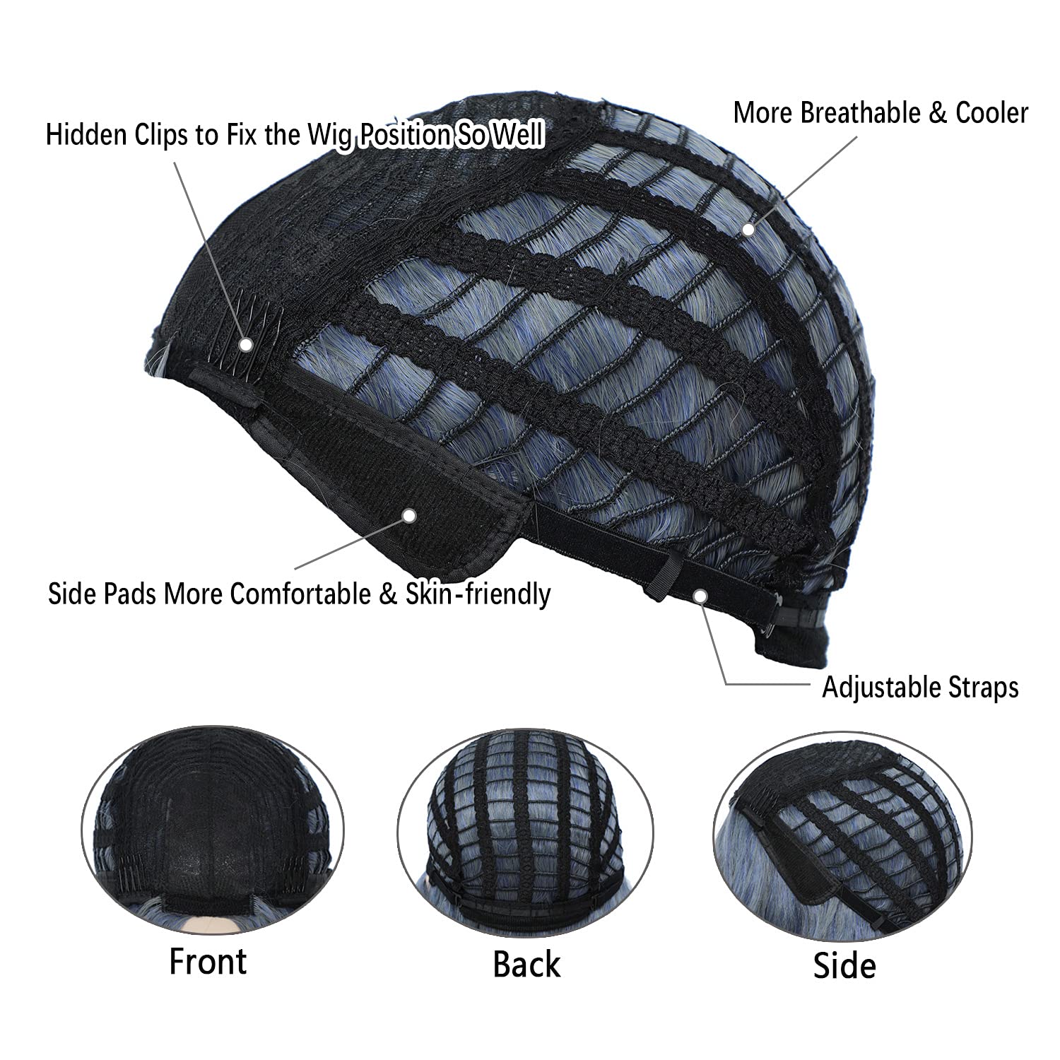 Short Bob Wigs Middle Part Synthetic Shoulder Length Curly Wavy bob Synthetic wig Colorful Cosplay Halloween Daily Party Use