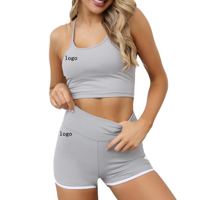 custom logo New solid color sexy buttock bra shorts sports fitness yoga set for women, Blue
custom logo New solid color sexy buttock bra shorts sports fitness yoga set for women, Blue