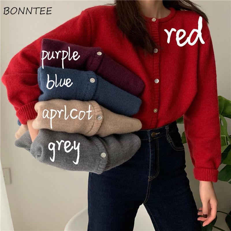 Cardigan Women Solid Crew Neck Retro Basic Jumper Sweater Knitted Harajuku Long Sleeve Loose Outerwear Chic Casual Daily Autumn, Blue 
Cardigan Women Solid Crew Neck Retro Basic Jumper Sweater Knitted Harajuku Long Sleeve Loose Outerwear Chic Casual Daily Autumn, Blue