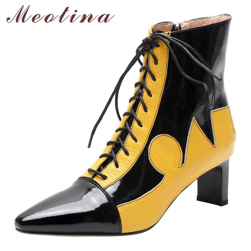 Meotina Sheepskin Ankle Boots Women Natural Genuine Leather Thick High Heel Short Boots Mixed Colors Zipper Shoes Lady Autumn 391, Orange
Meotina Sheepskin Ankle Boots Women Natural Genuine Leather Thick High Heel Short Boots Mixed Colors Zipper Shoes Lady Autumn 391, Orange