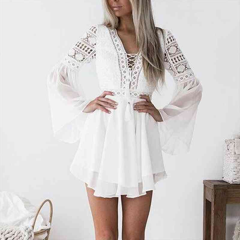 z40 hollow out white dress women mini chiffon dress criss cross semi-sheer plunge v-neck long sleeve crochet lace, Black;gray
z40 hollow out white dress women mini chiffon dress criss cross semi-sheer plunge v-neck long sleeve crochet lace, Black;gray