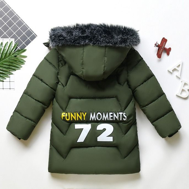 winter children's clothing children's boy cotton padded warm down jacket in the big boy baby long coat coat LJ201130