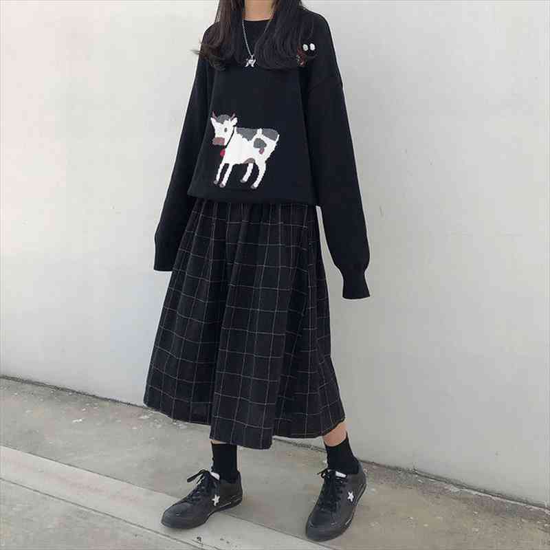 Japanese Style Elastic High Waist Long Skirts Woman Autumn Winter Female Loose Plaid A-line Pleated Skirts Harajuku Spring, Black
Japanese Style Elastic High Waist Long Skirts Woman Autumn Winter Female Loose Plaid A-line Pleated Skirts Harajuku Spring, Black