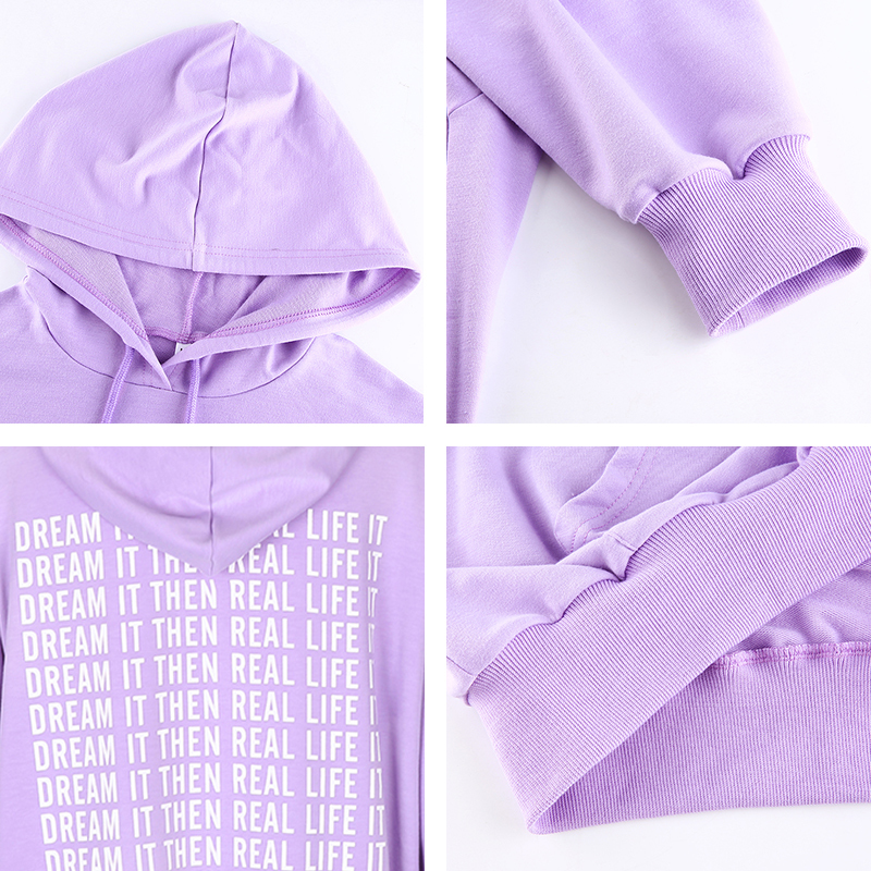 Oversized Pink Hoodie Sweatshirt Women harajuku Autumn Letter Print Casual Long Pullovers y2k Tops Purple Hoodies Sudaderas 201007