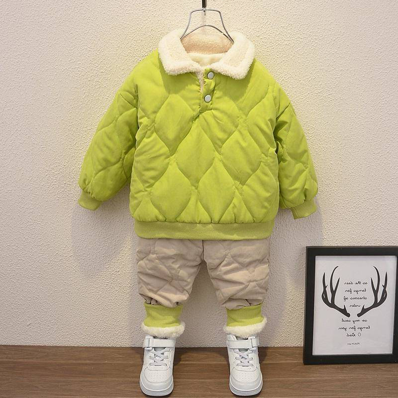 Boys winter clothes sets kids fashion thick velvet coats pants 2pcs warm tracksuits for baby boy children jogging suits outfits Y1117