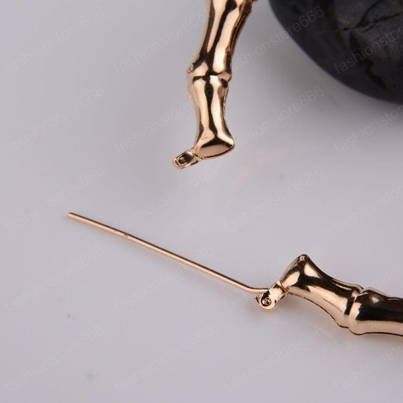 Trendy Oversized Bamboo Hoop Earrings Women Classic Gold Silver Color Big Geometry Circle Round Earings Party