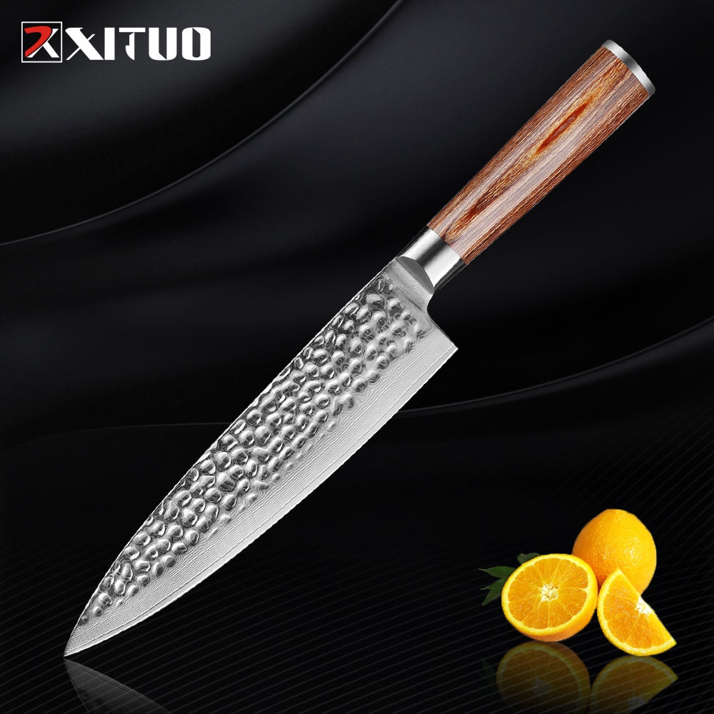 

XITUO 8 Inch Chef Knife Damascus Steel Japanese VG10 Forged Kitchen Meat Cleaver Knife Cooking Knives Pakkawood Handle Best Gift
