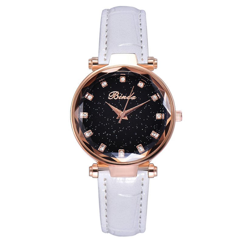 Binda brand fashion ladies starry sky watches waterproof quartz leather watch gold luxury dress wristwatches 7 colors free shipping