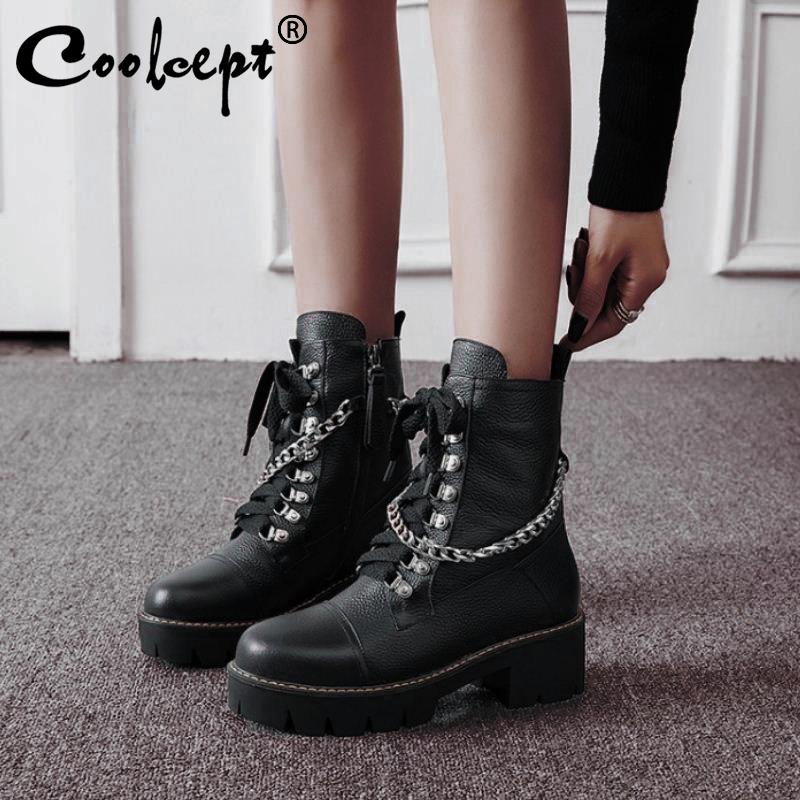 Coolcept Sexy Lady Real Leather Winter Ankle Boots Round Toe Platform Motorcycle Boots Outdoor Club Warm Shoes Woman Size 34-43, Black with short fur
Coolcept Sexy Lady Real Leather Winter Ankle Boots Round Toe Platform Motorcycle Boots Outdoor Club Warm Shoes Woman Size 34-43, Black with short fur