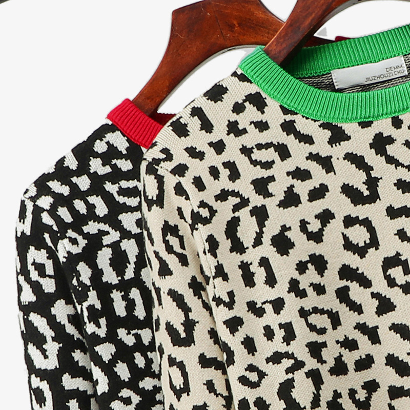 jumper Autumn winter Knitted Sweater Women korean oversized sweaters female leopard jacquard fashion wool blends pullover 201221