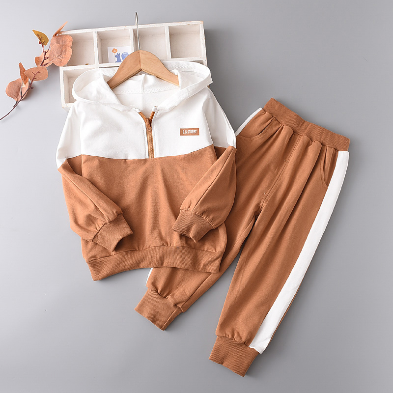 Menoea Boy Winter Clothing Autumn Cotton Splicing Color Jacket Pants Outfits Boys Tracksuit newborn kids clothes SetsX1019