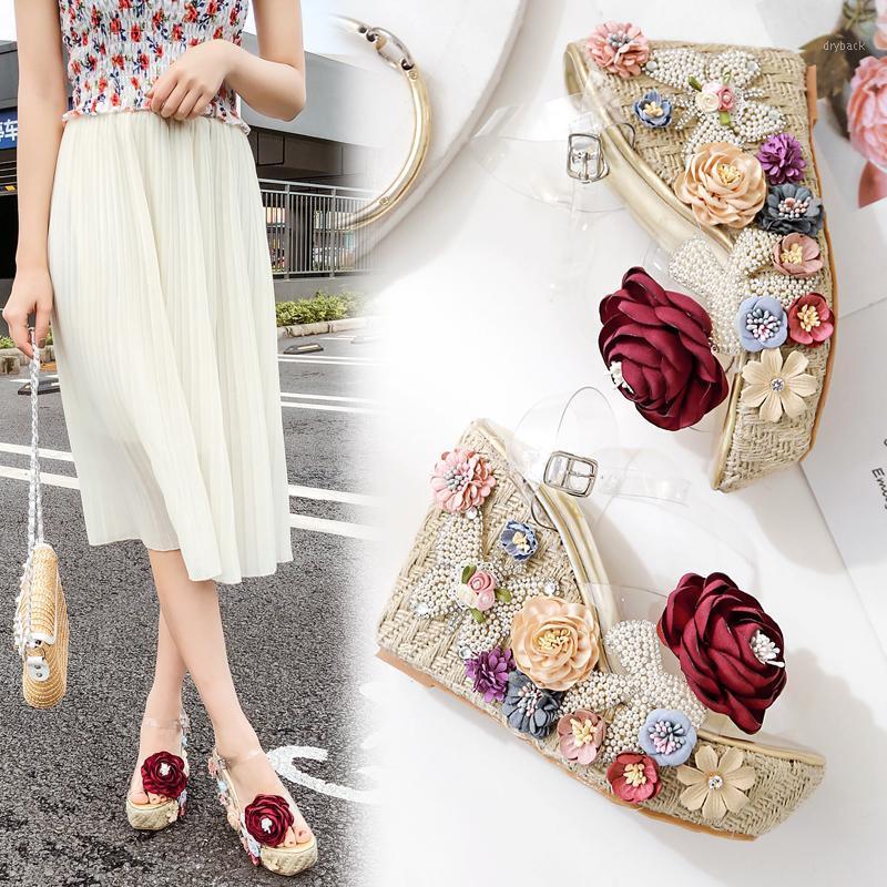 2021 Female Summer Wedges Sandals With Flower and Bead Thick High Heeled Sandals Women's Holiday Shoes Transparent Woman1, Blue
2021 Female Summer Wedges Sandals With Flower and Bead Thick High Heeled Sandals Women's Holiday Shoes Transparent Woman1, Blue