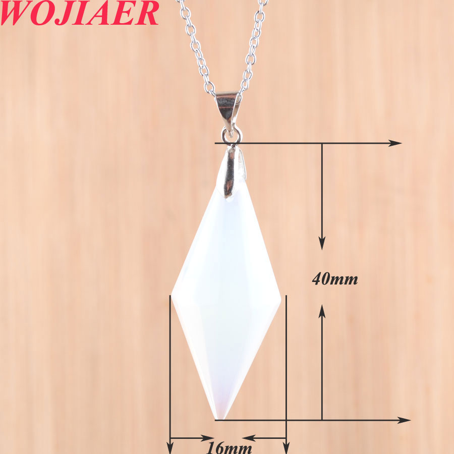WOJIAER Unique Symmetry Pendant Necklace Cone Natural Healing Crystal Multi Faceted Pyramid Reiki Chakra Amulet Jewelry DBO916
