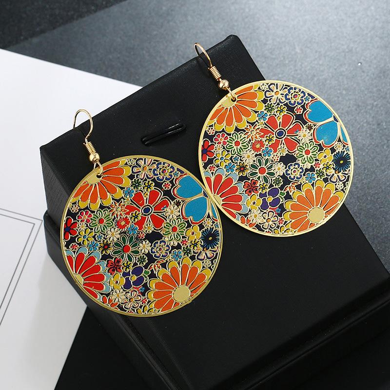 2021 Vintage Tribal Gold Big Round Earhook Multicolor Flower Drop Dangle Earring For Women Fashion Jewelry Accessories Metal
2021 Vintage Tribal Gold Big Round Earhook Multicolor Flower Drop Dangle Earring For Women Fashion Jewelry Accessories Metal