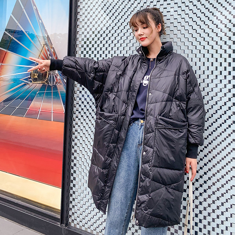 Fitaylor Women Winter Long Jacket Coat Ultra Light White Duck Down Parka Loose Casual Breadwear Female Warm Down Jacket Outwear 201023