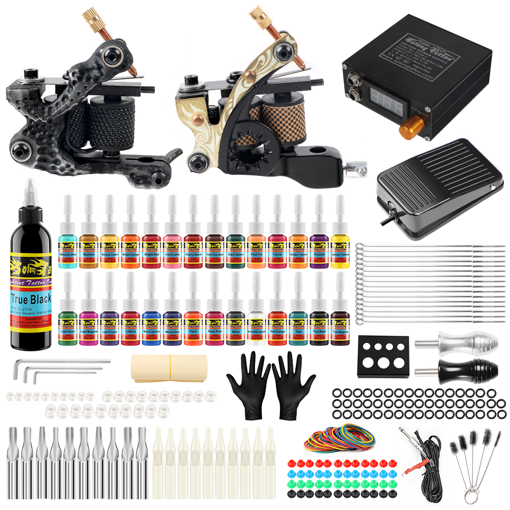 New Solong Tattoo Starter Complete Tattoo Kit 2 Professional Coils Machine Guns Set 10 Inks Power Supply Needle Grips Tips TK222
New Solong Tattoo Starter Complete Tattoo Kit 2 Professional Coils Machine Guns Set 10 Inks Power Supply Needle Grips Tips TK222