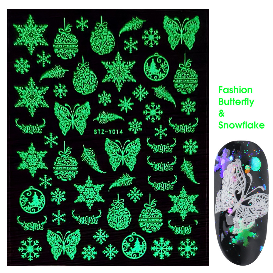 Christmas Series Nail Art Decals Glow In The Dark Celebrity Luminous Snowflake Christmas Tree 3D Adhesive Nail Stickers, Stz-y010
Christmas Series Nail Art Decals Glow In The Dark Celebrity Luminous Snowflake Christmas Tree 3D Adhesive Nail Stickers, Stz-y010