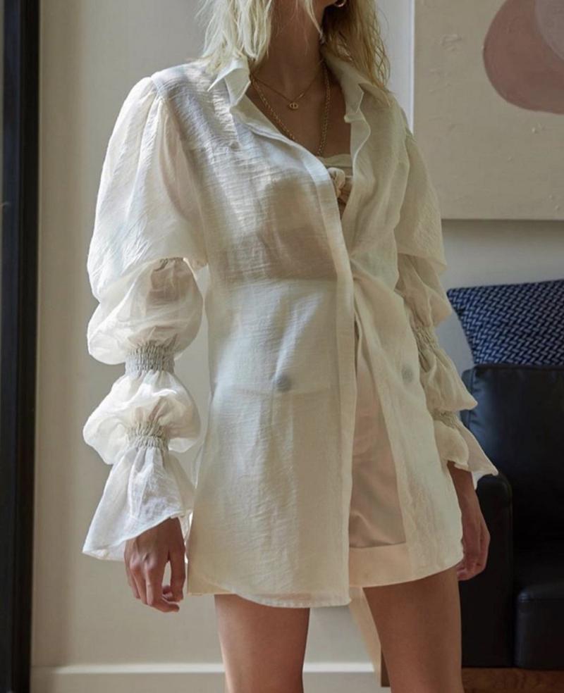 Women' Mid-length Shirt Cotton Elastic Long Lantern Sleeve Early Autumn Blouse Turn-down Collar Retro Shirts Top With Buttons, A white
Women' Mid-length Shirt Cotton Elastic Long Lantern Sleeve Early Autumn Blouse Turn-down Collar Retro Shirts Top With Buttons, A white