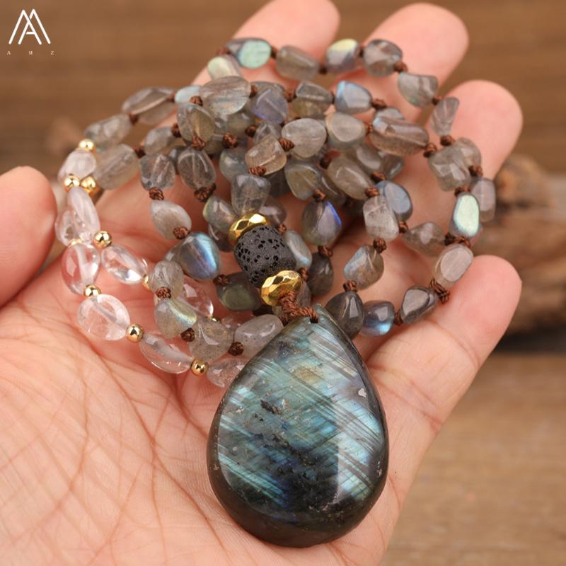 Natural Flash Labradorite Stone Drop Beads Pendant Labradorite White Quartz Chip Beads Knot Handmade Necklace Jewelry For Women
Natural Flash Labradorite Stone Drop Beads Pendant Labradorite White Quartz Chip Beads Knot Handmade Necklace Jewelry For Women