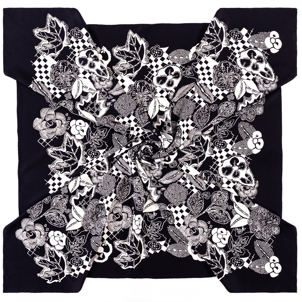 Double-Sided Hand Rolled Edge 90 Squares Twill Scarf Printed Small Shawl Handmade Classic Size Scarves