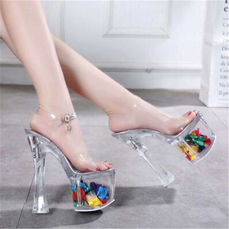 

2021 New Summer Sexy Women Pumps 18/20CM High Heel Sandals Fashion Nightclub Party Stripper Shoes Platform Pole Dancing Shoes, 18cm