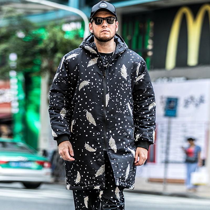 Long Male Code Loose with Hood Printed Cotton Sports Winter Warm Coat Suitable for 150kg Men's Clothing 5lsn, Black
Long Male Code Loose with Hood Printed Cotton Sports Winter Warm Coat Suitable for 150kg Men's Clothing 5lsn, Black