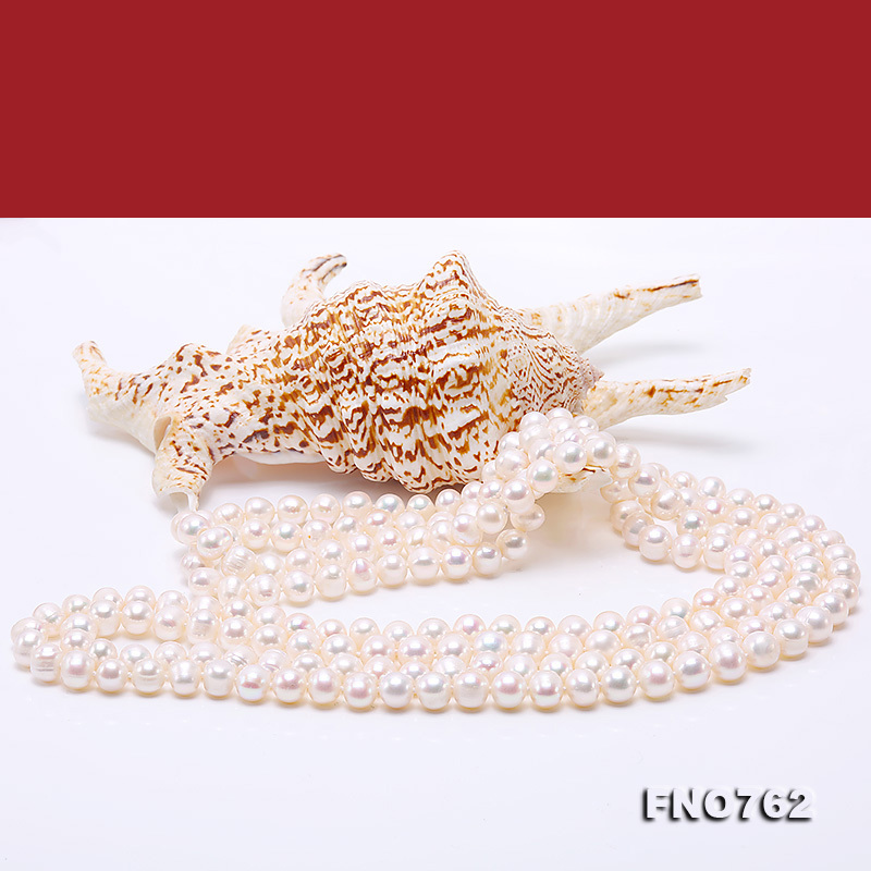 JYX Pearl Sweater Necklaces Long Round Natural White 8-9mm Natural Freshwater Pearl Necklace Endless charm necklace 328sale 201104