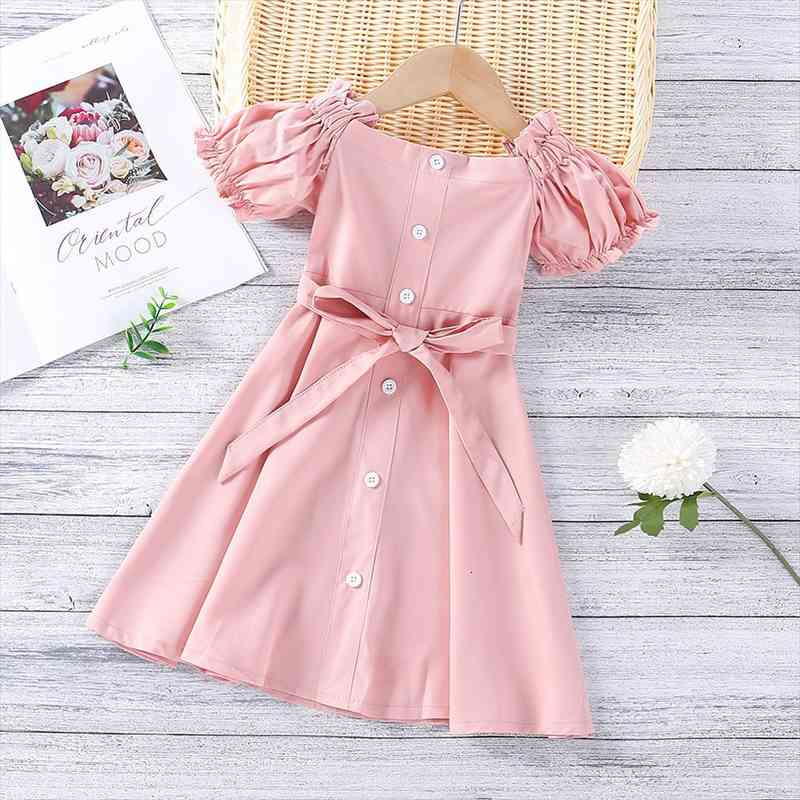 girls sweet summer dress 1-6y puff sleeve solid color pleated button bow bandage a-line dress, Red;yellow
girls sweet summer dress 1-6y puff sleeve solid color pleated button bow bandage a-line dress, Red;yellow
