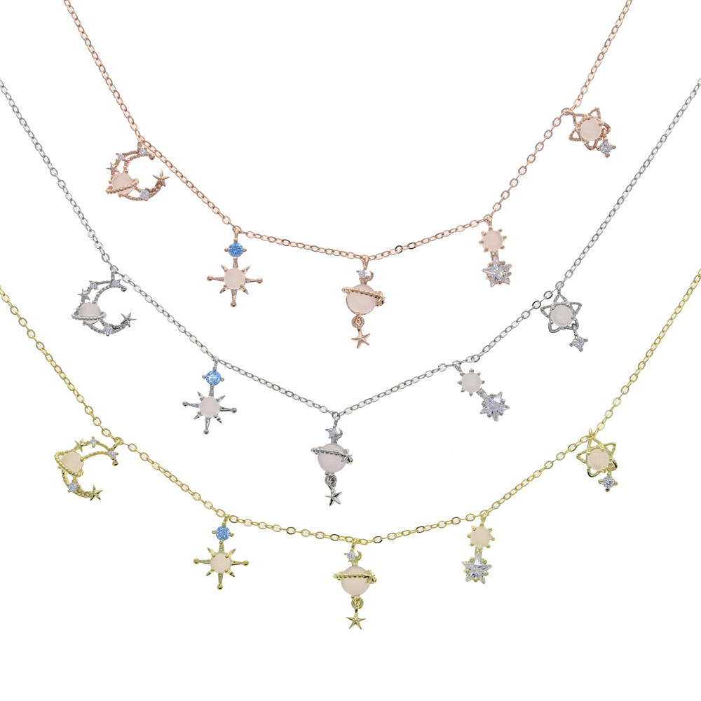 Fashion Women Girl Jewelry Cute Lovely Moon Star starry sky Charms Drop Choker Necklace 2021 New Trendy