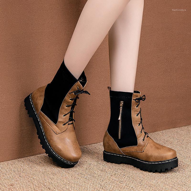 YMECHIC Lace Up Combat Boots for Women Low Heels Cross Tied Ankle Boot Plus Size Black Brown Womens Shoes Autumn Winter 2020 New1
YMECHIC Lace Up Combat Boots for Women Low Heels Cross Tied Ankle Boot Plus Size Black Brown Womens Shoes Autumn Winter 2020 New1