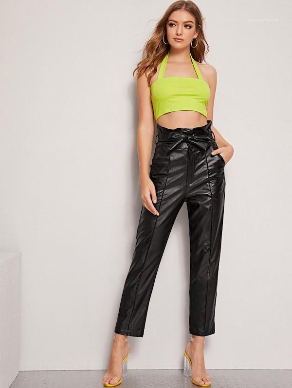 2019 Autumn Black Belt High Waist Straight Pant Women Faux Leather PU Sashes Long Trousers Casual Sexy Exclusive Design Fashion1, As pic
2019 Autumn Black Belt High Waist Straight Pant Women Faux Leather PU Sashes Long Trousers Casual Sexy Exclusive Design Fashion1, As pic