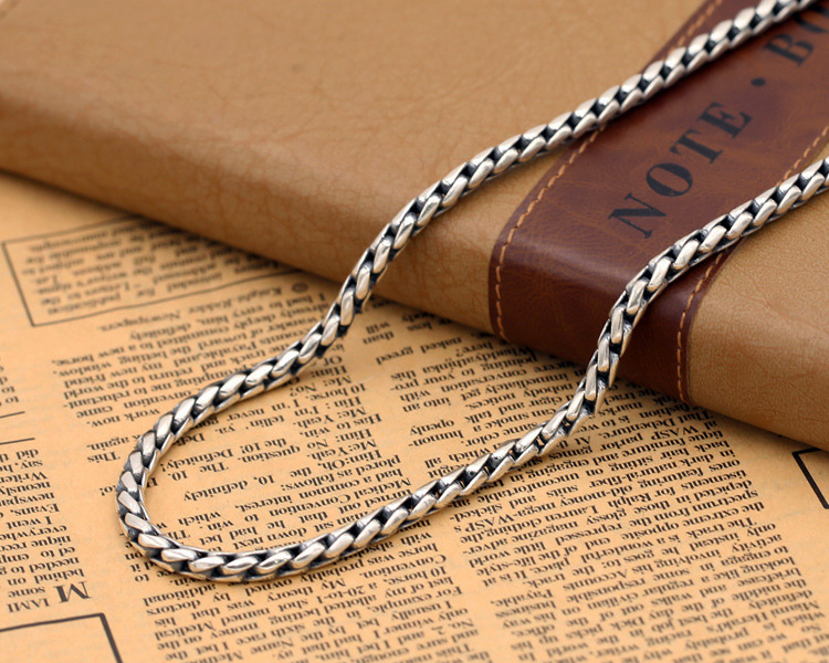 925 sterling silver vintage jewelry snake chain necklace American European antique silver handmade punk gothic designer vintage necklaces