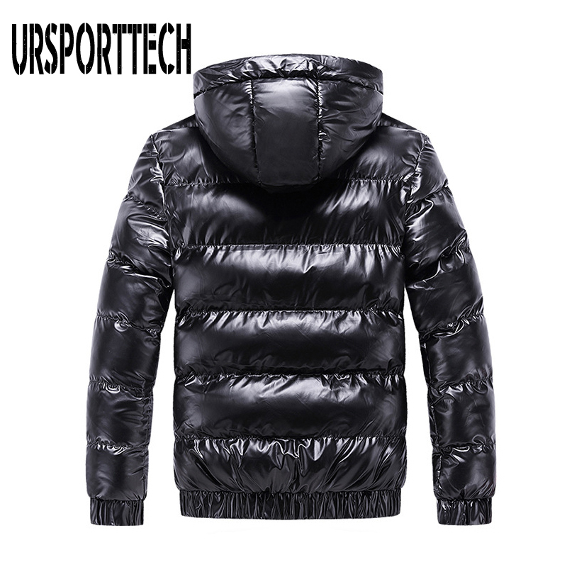Bright Leather Winter Men's Jacket Casual Parka Outwear Waterproof Thicken Warm Stand Collar Outwear Coat Men Clothing 201128