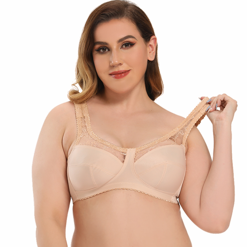 Women's Soft Cups Embroibered Wireless Minimizer Bra Plus Size Bralette Full Cup 34 36 38 40 42 44 46 48 52 54 56 B C D E F G H 201202