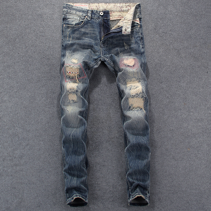 2021 New Italian Vintage Fashion Retro Wash Slim Fit Ripped Men Patchwork Designer Pants Streetwear Hip Hop Homme G7ay, Retro blue
2021 New Italian Vintage Fashion Retro Wash Slim Fit Ripped Men Patchwork Designer Pants Streetwear Hip Hop Homme G7ay, Retro blue