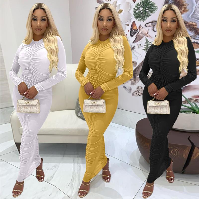 66BN117 Autumn Winter Women Casual Fashion Outdoor Home Solid Pleated Skinny Long Sleeve Dress Vestidos Plus Size Hot, Black
66BN117 Autumn Winter Women Casual Fashion Outdoor Home Solid Pleated Skinny Long Sleeve Dress Vestidos Plus Size Hot, Black