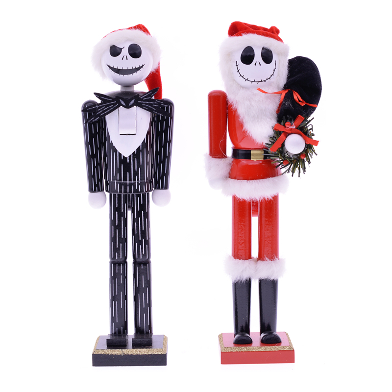 MYBLUE 35cm Vintage Wooden Skull Statue Nutcracker Sculpture Figurine Christmas Doll Ornaments Home Room Decoration Accessories LJ200903
