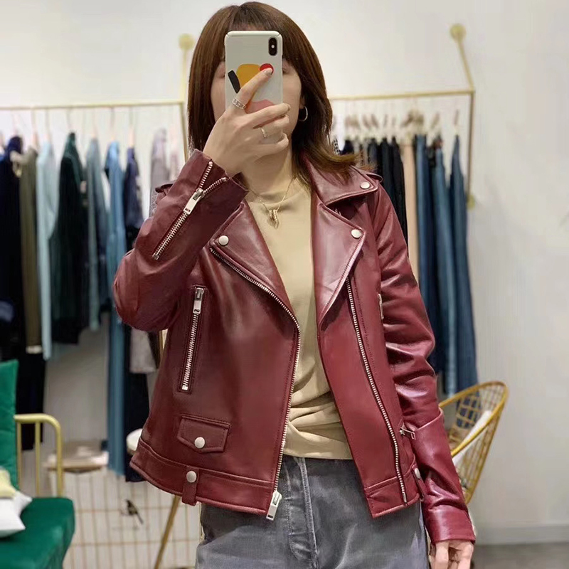 Real leather jacket women colorful motorcycle fashion genuine sheepskin leather coats and jackets female overcoat 201030