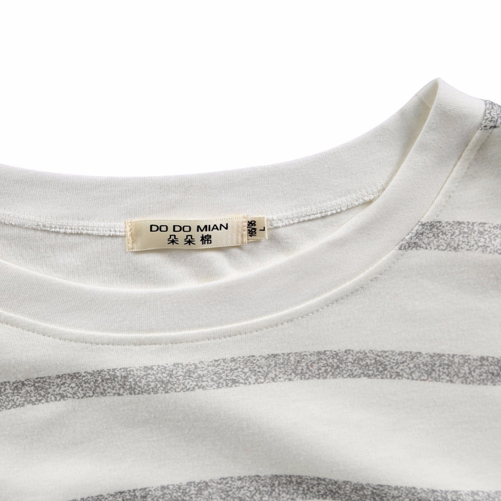 Pajama Set Cotton Gray Striped O-neck Sleepwear Couple Home Clothes Plus Size High Quality Male Underwear Set 201109