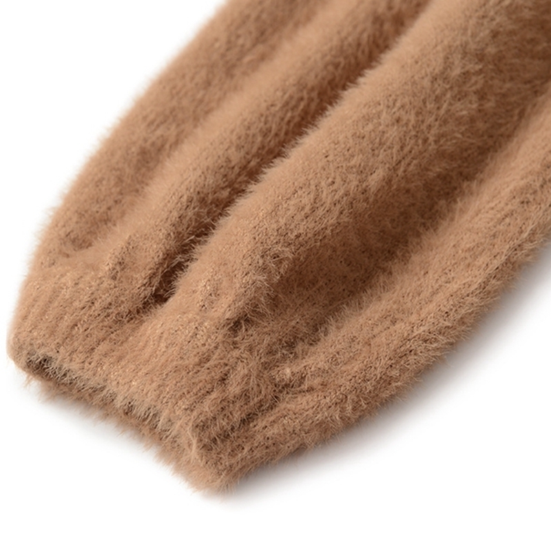 GIGOGOU Autumn Winter Long Knitted Dress Women Thick Warm Fur Pullover Sweater Dresses Elegant V Neck Christmas Party Dresses 201029