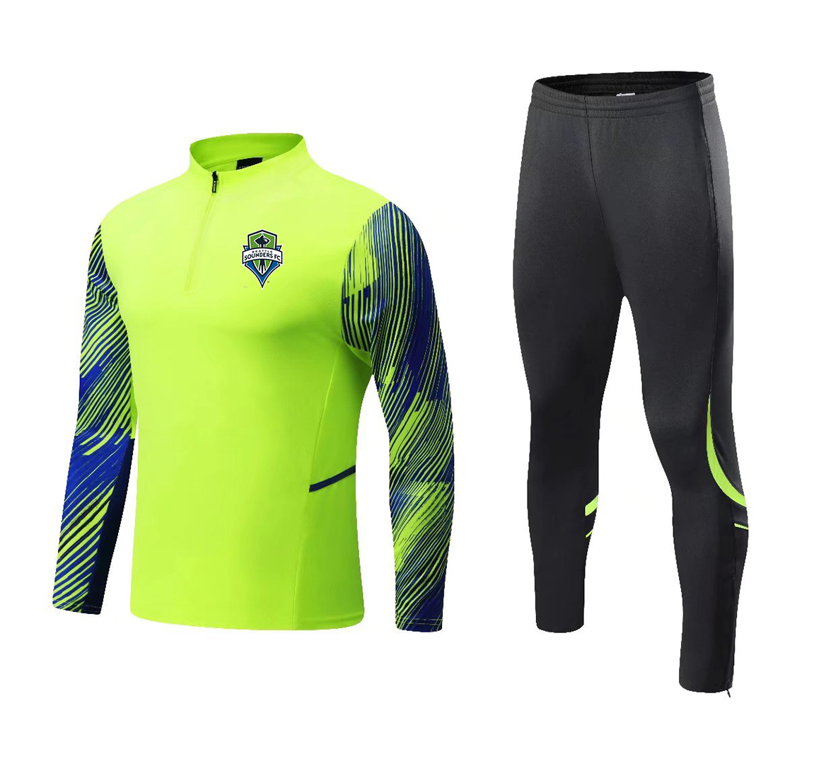 

2022 Seattle Sounders FC New Tracksuits men kids kit adult children's football training suit half zipper sportswear set Soccer Jerseys, No 3