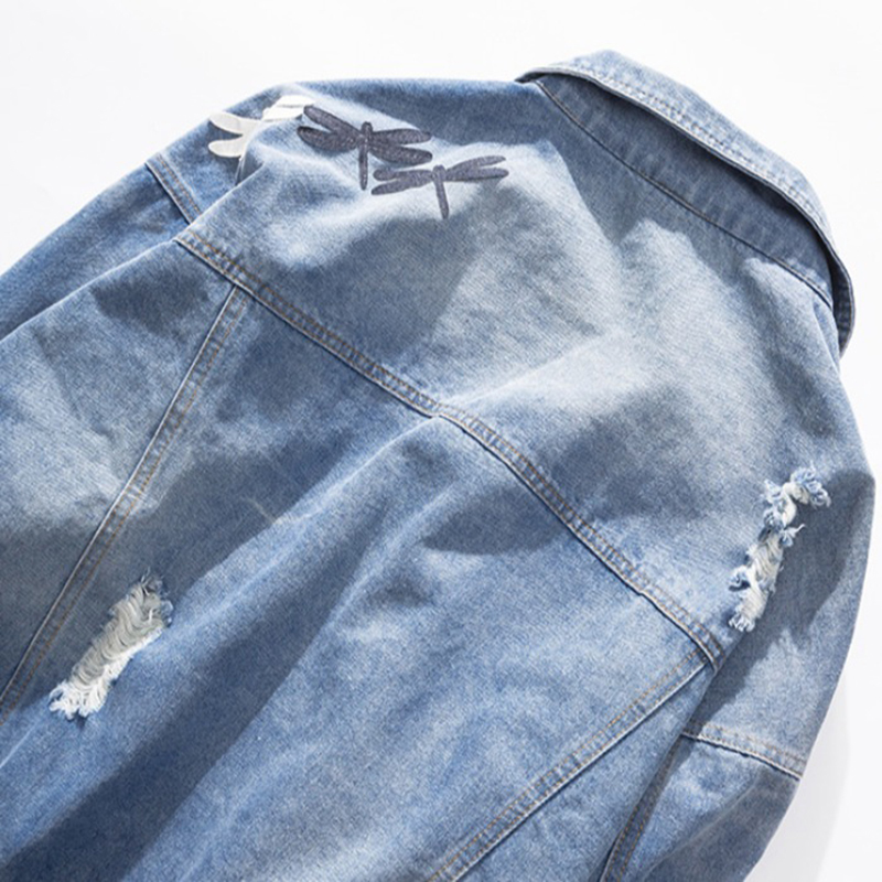 ZQLZ Plus Size 5XL Autumn Denim Jacket Women New Embroidery Pattern Lapel Loose Jeans Coat Thin Spring Jackets Womens Y201006