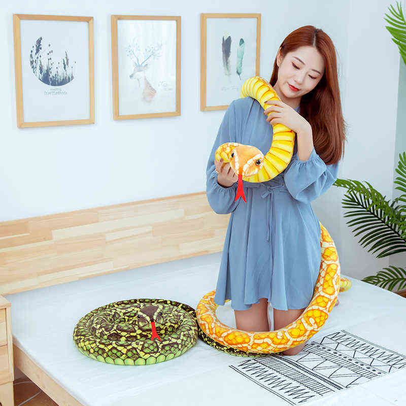 300cm Simulation Snakes Plush Toy Giant Boa Cobra Long Stuffed Animal Snake Plushie Funny Tricky Friends Halloween Children Gift AA220314