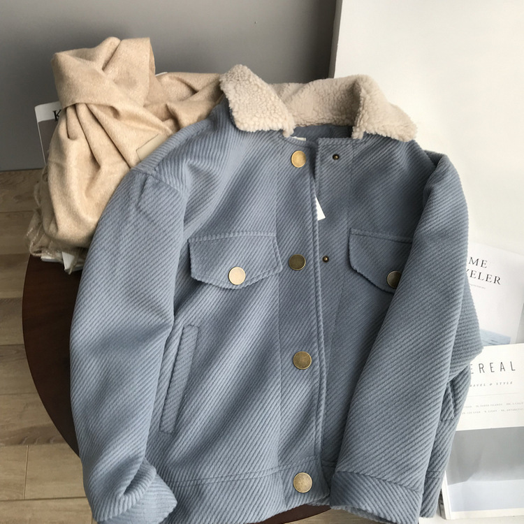 Korean version of lamb plush jacket coat winter new thick coat women short woolen coat LJ201128