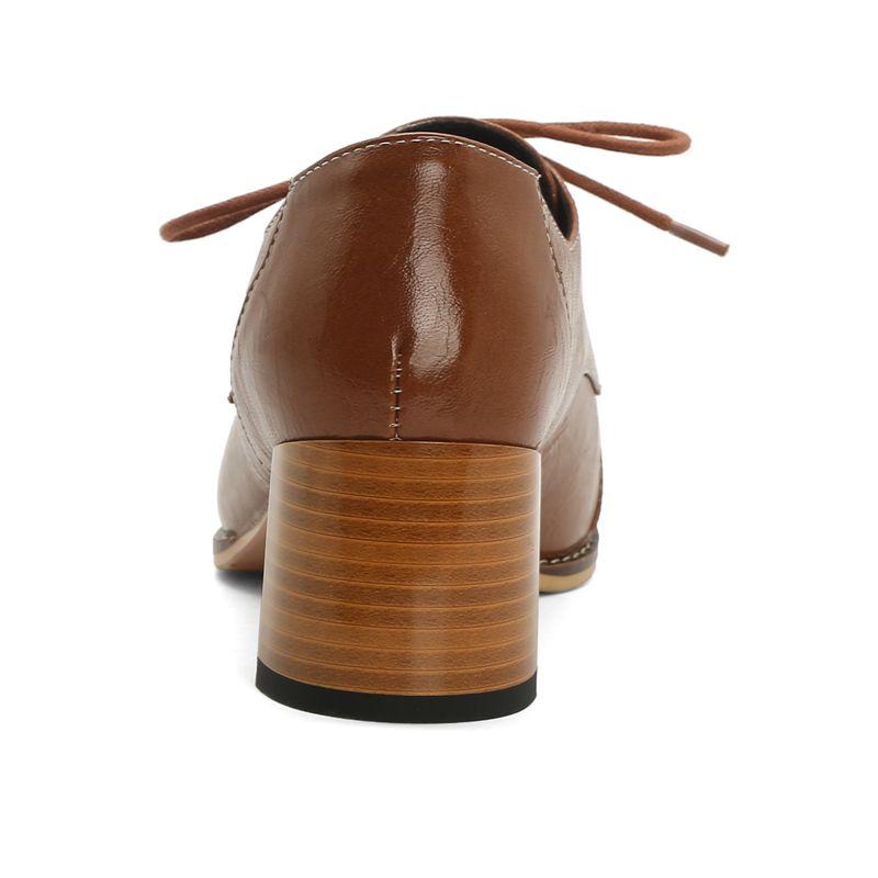 Dress Shoes COOLULU 2021 Women Oxford Snake Print Lace Up Pumps Stacked Mid Heel Square Toe Casual Ladies Size 34-43